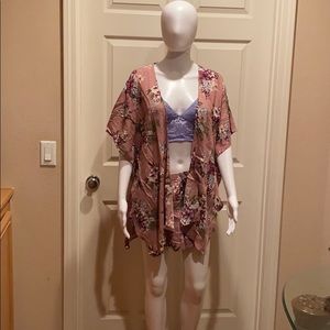 Mauve floral print short set